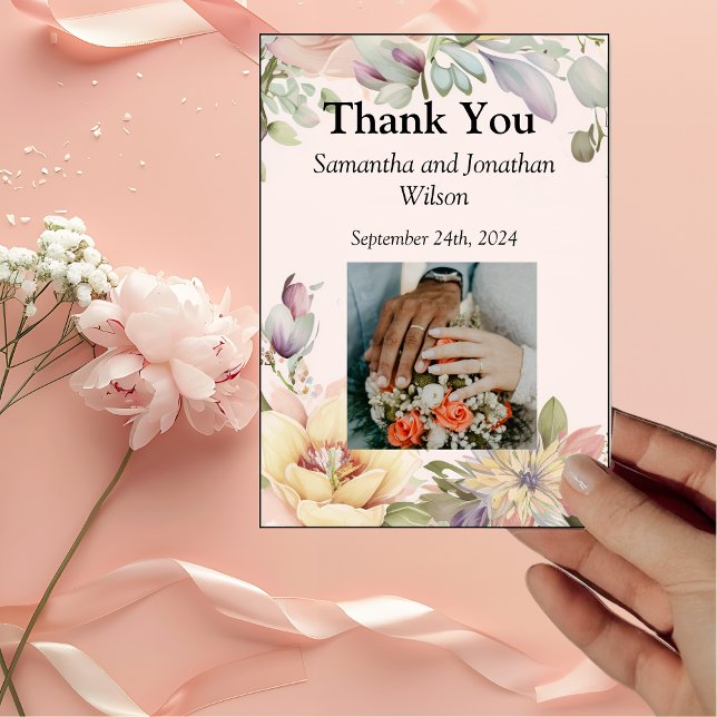 Tarjeta De Agradecimiento Elegante Boda de Flor Silvestre BOHO (Subido por el creador)
