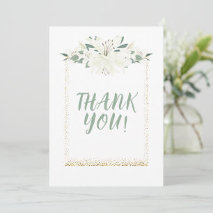 Tarjeta De Agradecimiento Elegante Boda de Flor Silvestre Charm Green