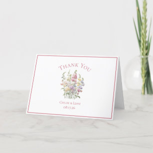 Tarjeta De Agradecimiento Elegante Boda de flores de guisantes dulces gracia