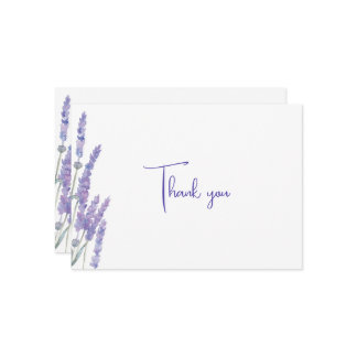 Tarjeta De Agradecimiento Elegante Boda de flores de lavanda acuática