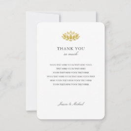 Tarjeta De Agradecimiento Elegante Boda de flores Gold Lotus