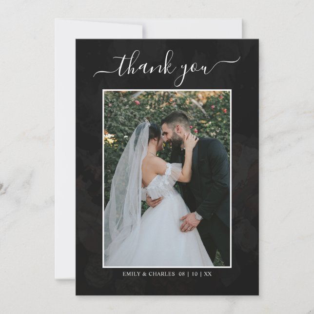 Tarjeta De Agradecimiento Elegante Boda de flores rusticas de otoño (Anverso)