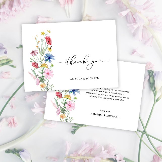 Tarjeta De Agradecimiento Elegante Boda de Flores Silvestres (Subido por el creador)
