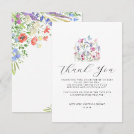 Tarjeta De Agradecimiento Elegante Boda de flores silvestres de verano