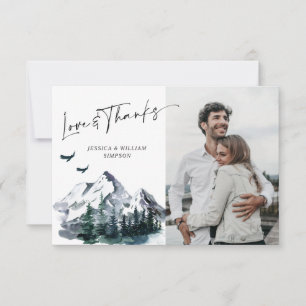 Tarjeta De Agradecimiento Elegante Boda de FOTO del bosque de las montañas a