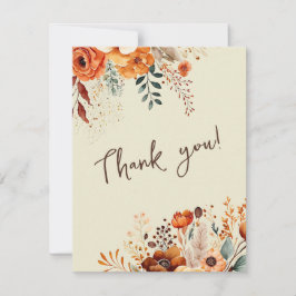 Tarjeta De Agradecimiento Elegante boda de fotografía botánica otoñal