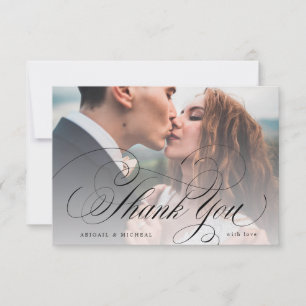 Tarjeta De Agradecimiento Elegante boda de fotografía caligráfica clásica gr