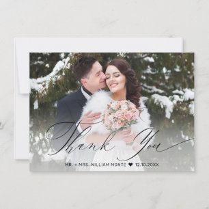 Tarjeta De Agradecimiento Elegante Boda de fotografía con caligrafía de escr