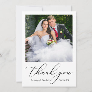 Tarjeta De Agradecimiento Elegante Boda de fotografía con guión de caligrafí