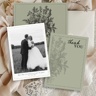 Tarjeta De Agradecimiento Elegante Boda de fotografía con sabor a vintage ve