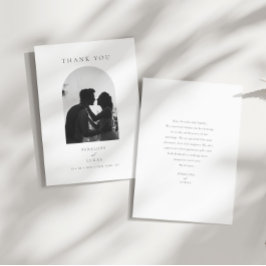 Tarjeta De Agradecimiento Elegante Boda de fotografía de arco mínimo