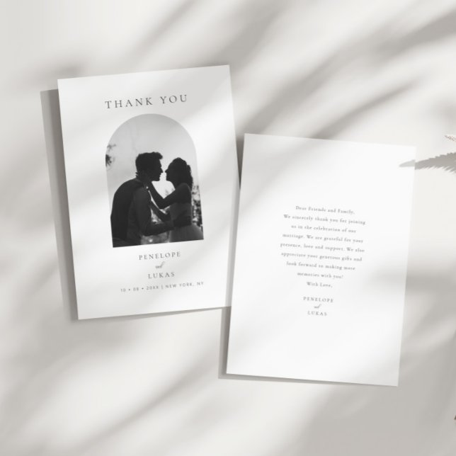 Tarjeta De Agradecimiento Elegante Boda de fotografía de arco mínimo (Subido por el creador)