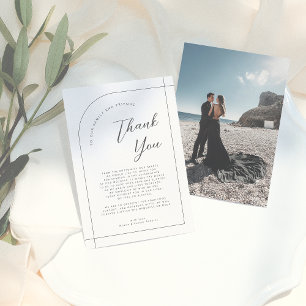Tarjeta De Agradecimiento Elegante Boda de fotografía de arco y caligrafía m