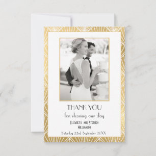 Tarjeta De Agradecimiento Elegante Boda de fotografía de Deco de 1920 gracia