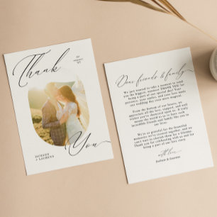 Tarjeta De Agradecimiento Elegante Boda de fotografía de escritura moderna