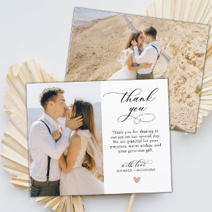 Tarjeta De Agradecimiento Elegante Boda de fotografía de guión moderno