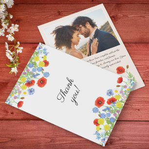 Tarjeta De Agradecimiento Elegante Boda de fotografía floral rústica