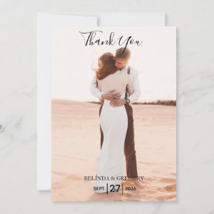 Tarjeta De Agradecimiento Elegante Boda de fotografía Minimalista simple