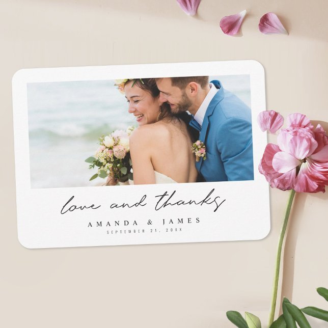 Tarjeta De Agradecimiento Elegante Boda de fotografía moderna de la frontera (Subido por el creador)