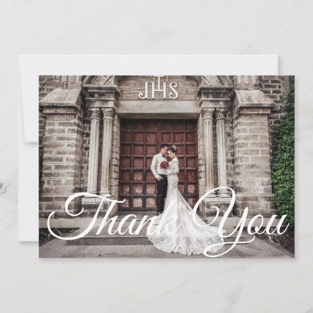 Tarjeta De Agradecimiento Elegante Boda de fotografía romántico (Anverso)