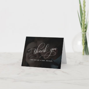 Tarjeta De Agradecimiento Elegante Boda de fotografía vellum Black & White O