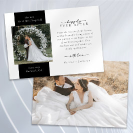 Tarjeta De Agradecimiento Elegante Boda de fotografías de doble cara de guió