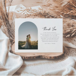 Tarjeta De Agradecimiento Elegante Boda de fotografías de escritura mínima d