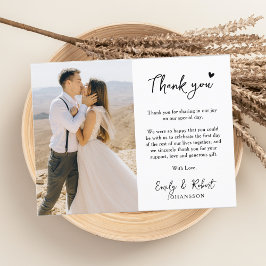 Tarjeta De Agradecimiento Elegante Boda de fotografías de escritura moderna 
