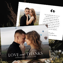 Tarjeta De Agradecimiento Elegante Boda de fotografías en blanco y negro | A