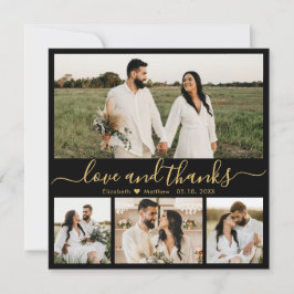 Tarjeta De Agradecimiento Elegante Boda de fotografías en blanco y negro y d