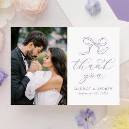 Tarjeta De Agradecimiento Elegante Boda de fotos de Lavender Bow