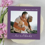 Tarjeta De Agradecimiento Elegante Boda de fotos de Script Mauve 2<br><div class="desc">Elegante mano Minimalista moderna con carta de 2 Bodas de fotos gracias tarjeta en color malva morado. Elegante boda de tarjetas de agradecimiento con una foto en la parte delantera y una en la parte posterior. Con el texto "Amor y agradecimiento" en una caligrafía con letras a mano rápida o...</div>
