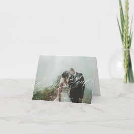 Tarjeta De Agradecimiento Elegante Boda de fotos personalizado de guión