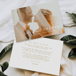 Tarjeta De Agradecimiento Elegante Boda de fotos personalizado moderno