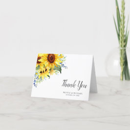 Tarjeta De Agradecimiento Elegante Boda de girasoles acuáticos