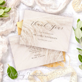 Tarjeta De Agradecimiento Elegante Boda de Grass Boho Pampas