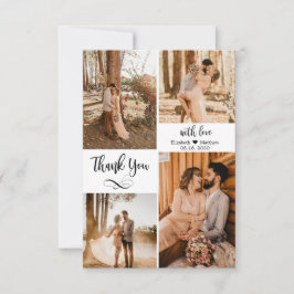 Tarjeta De Agradecimiento Elegante Boda de guión Collage de fotos múltiple q