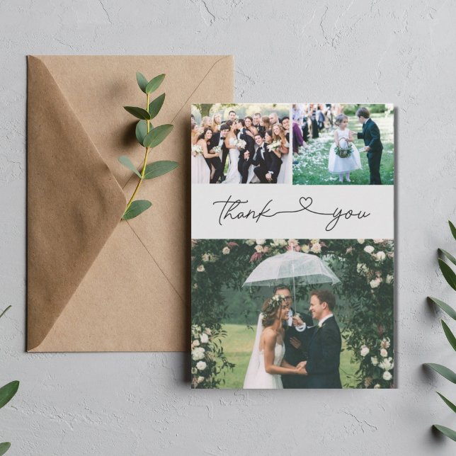 Tarjeta De Agradecimiento Elegante Boda de guiones fotográficos gracias (Subido por el creador)