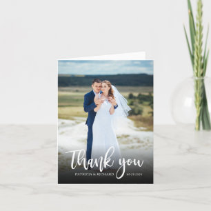 Tarjeta De Agradecimiento Elegante Boda de guiones Gracias Foto