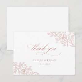 Tarjeta De Agradecimiento Elegante Boda de guiones rosados de Rubor floral d