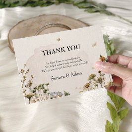 Tarjeta De Agradecimiento Elegante Boda de guirnaldas florales secas