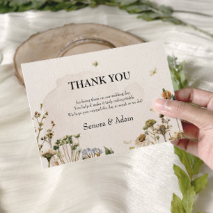 Tarjeta De Agradecimiento Elegante Boda de guirnaldas florales secas