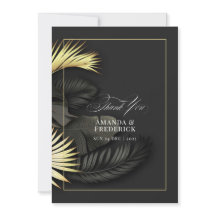 Elegante Boda de hojas tropicales de color negro y