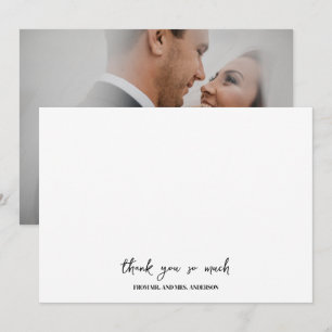 Tarjeta De Agradecimiento Elegante Boda de imágenes con guión simple