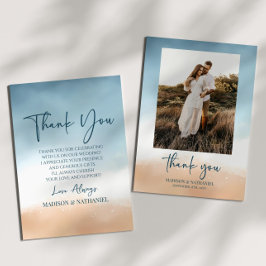 Tarjeta De Agradecimiento Elegante Boda de imágenes de arena de Ocean Beach