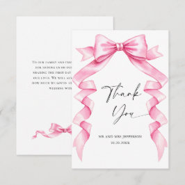 Tarjeta De Agradecimiento Elegante Boda de inclinación suave y rosa
