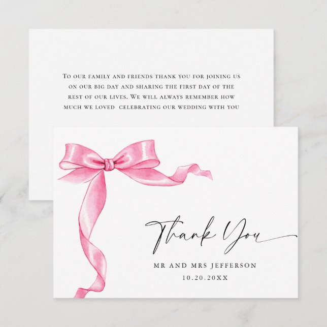 Tarjeta De Agradecimiento Elegante Boda de inclinación suave y rosa (Anverso / Reverso)