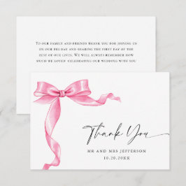 Tarjeta De Agradecimiento Elegante Boda de inclinación suave y rosa