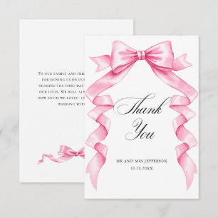 Tarjeta De Agradecimiento Elegante Boda de inclinación suave y rosa