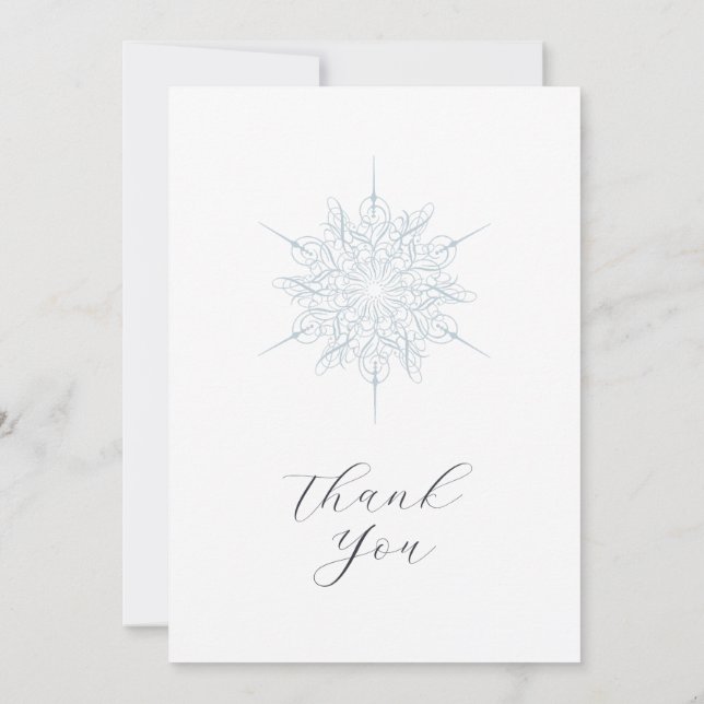 Tarjeta De Agradecimiento Elegante Boda De Invierno De Helado Azul De Nieve (Reverso)